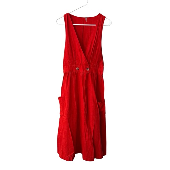 Free People Elegant Red Diana Wrap Midi Sleeveless Dress - Picture 5 of 9